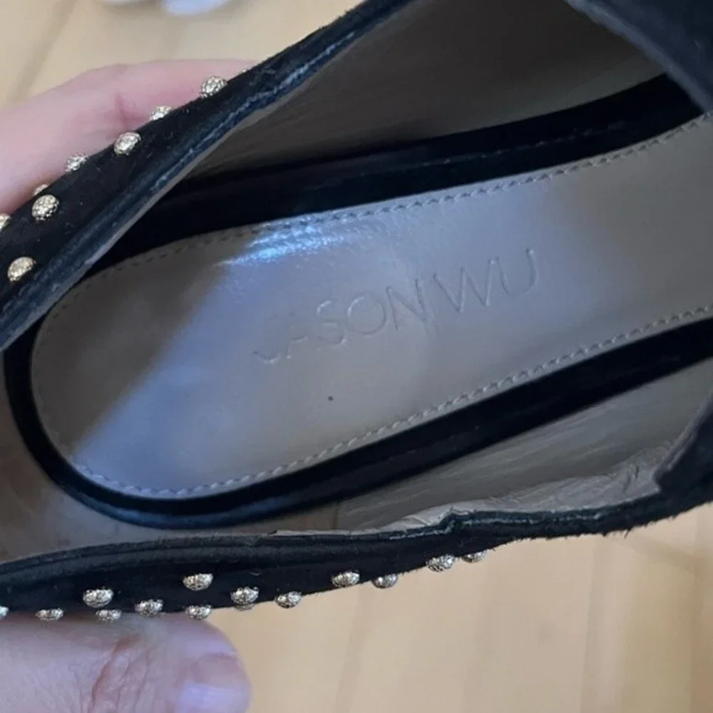 Jason Wu All Leather Gold Studded Made in Italy Bootie in Black 36.5